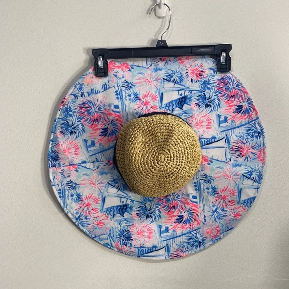 Lilly Pulitzer Straw Hat with Blue Trim
